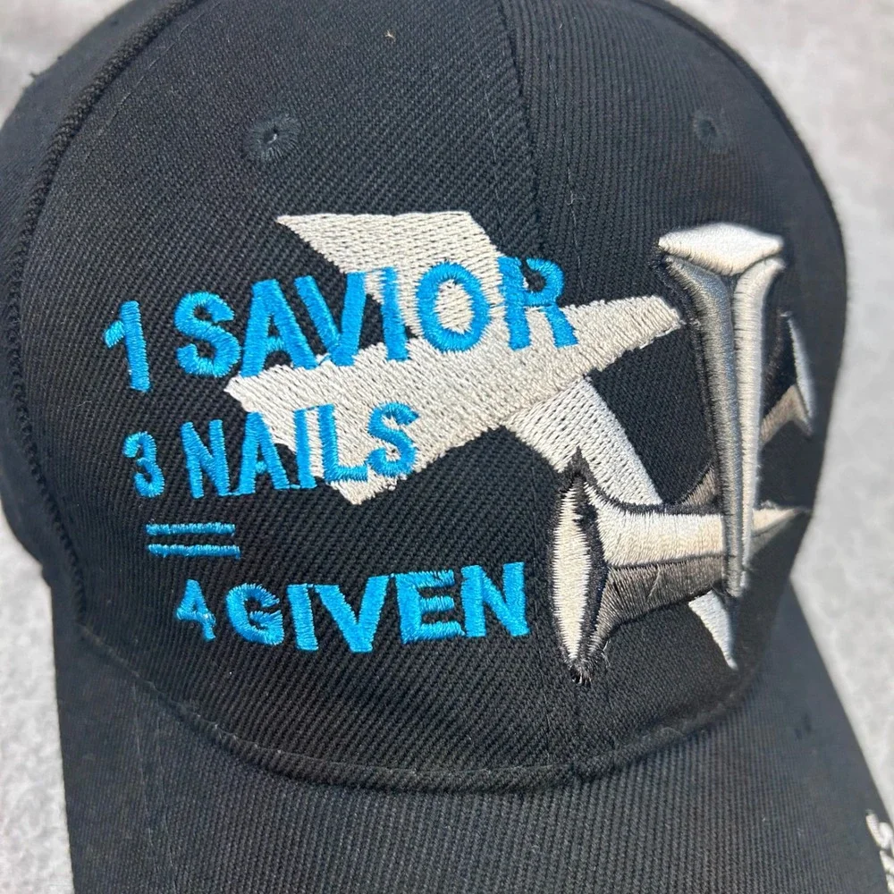 1 Savior 3 Nails 4Given Mens Black Unbranded Baseball Hat I Love Jesus OSFM